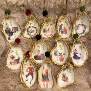 12 Days of Christmas Oyster Shell Ornaments